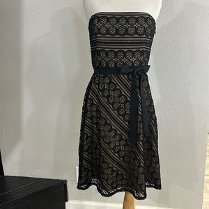 ANN TAYLOR LOFT Womens Black Evening Occasion Lace Dress